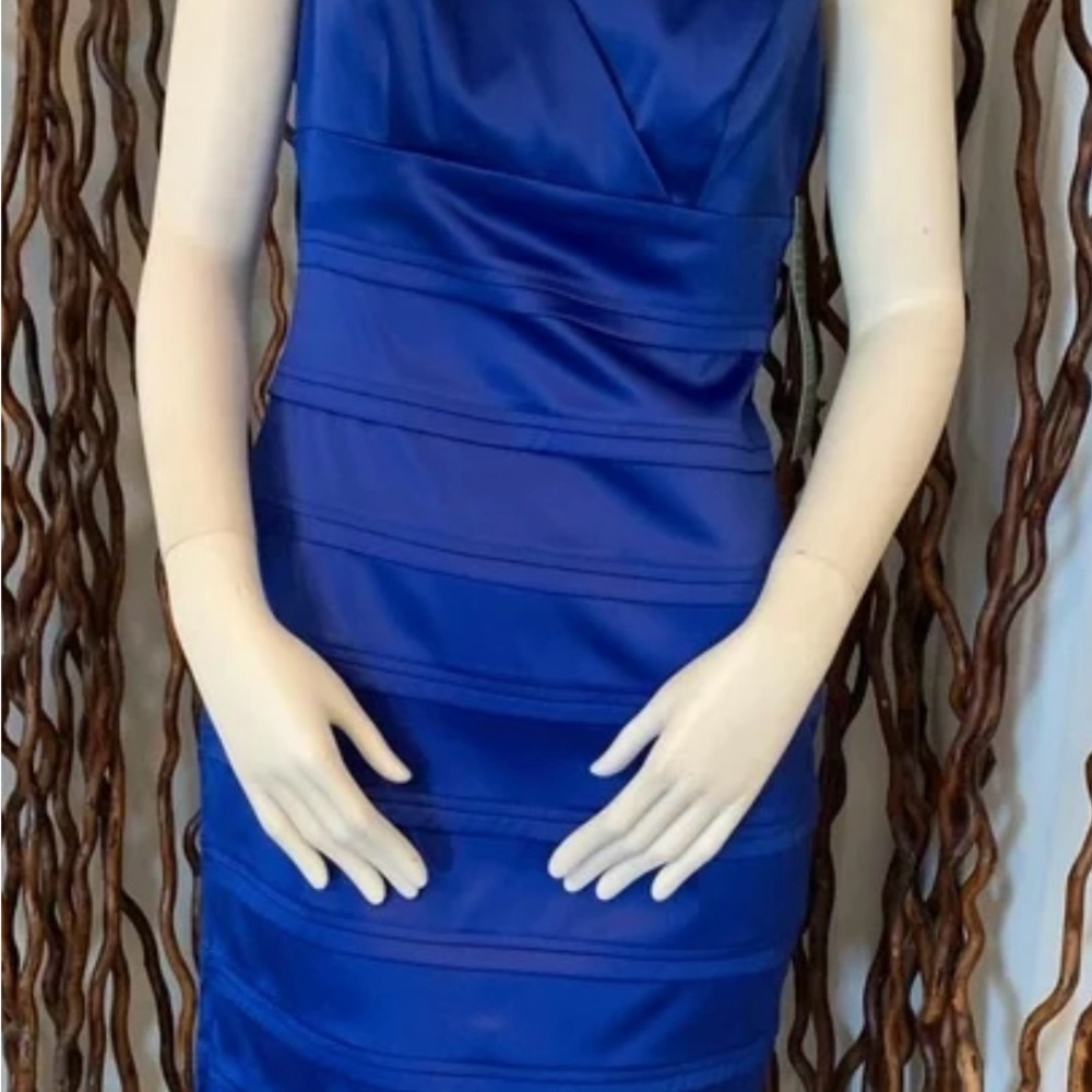 American Living Blue Ruched Bodycon Midi Dress